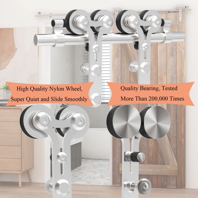 TSMST 6FT Sliding Barn Door Hardware Kit, Stainless Steel Heavy Duty Sturdy Barn Door Track for Single Wood Door, Slide Smoothly Quietly (Y Style) - Image 3